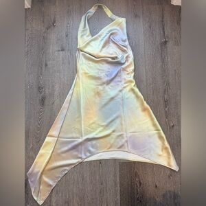 WeWoreWhat Cowl Neck Mini Dress Watercolor Silk Charmeuse Size 0&10 NWT